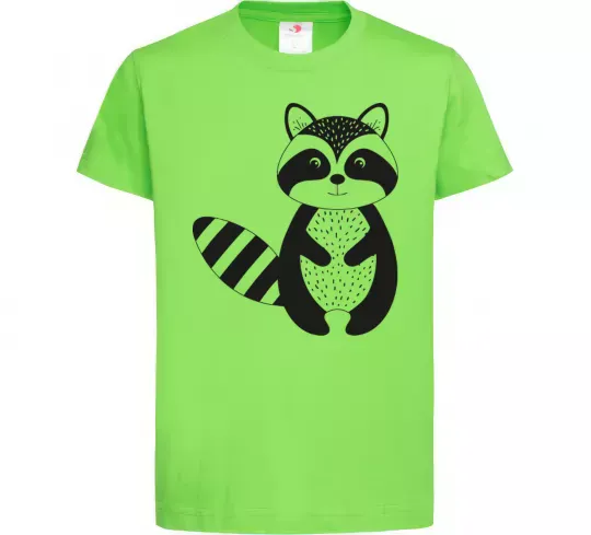 Детская футболка Маленький єнот чорний Лаймовый фото