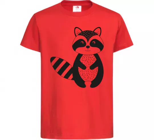 Детская футболка Маленький єнот чорний Красный фото