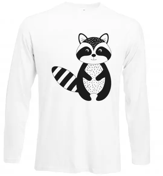 Лонгслів Маленький єнот чорний Білий фото