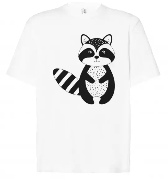 Футболка Оверсайз Маленький єнот чорний Белый фото