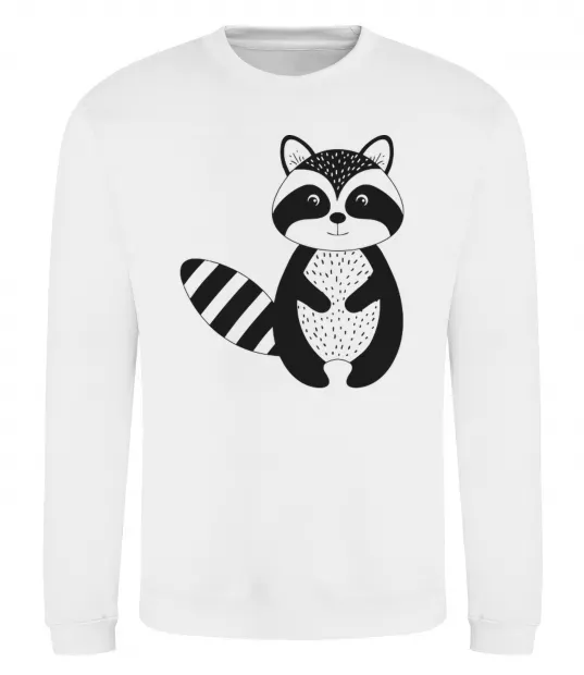 Світшот Маленький єнот чорний Білий фото