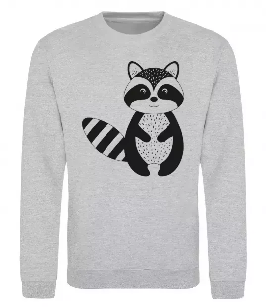 Світшот Маленький єнот чорний Сірий меланж фото