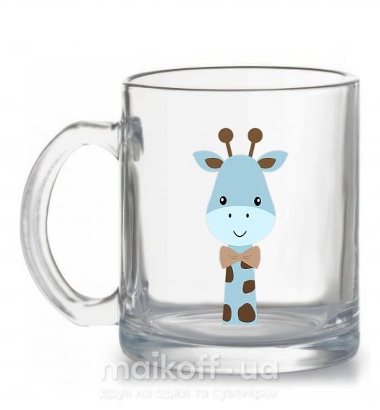 Чашка стеклянная Голубой жираф Прозрачный фото