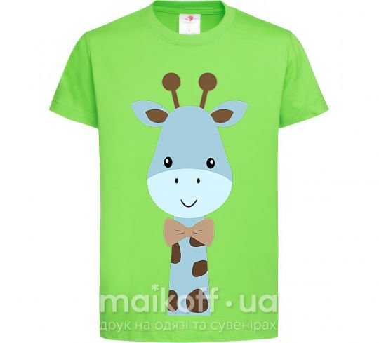 Дитяча футболка Голубой жираф Лаймовий фото