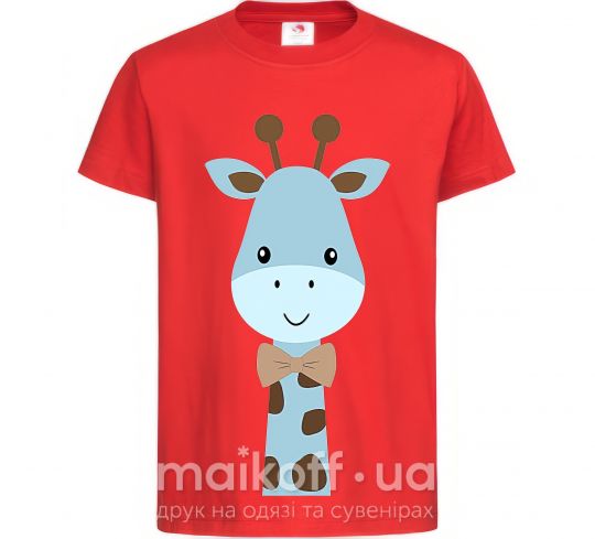 Детская футболка Голубой жираф Красный фото