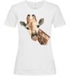 Женская футболка Жираф акварель Белый фото