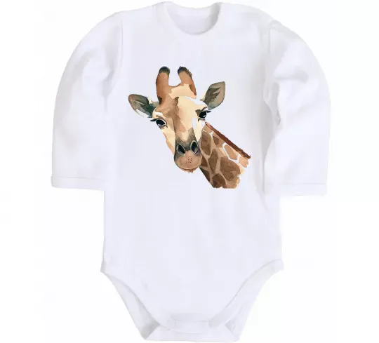 Детский боди Жираф акварель Белый фото