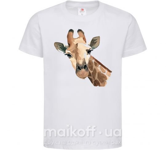 Детская футболка Жираф акварель Белый фото