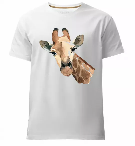 Чоловіча преміум футболка Жираф акварель Білий фото