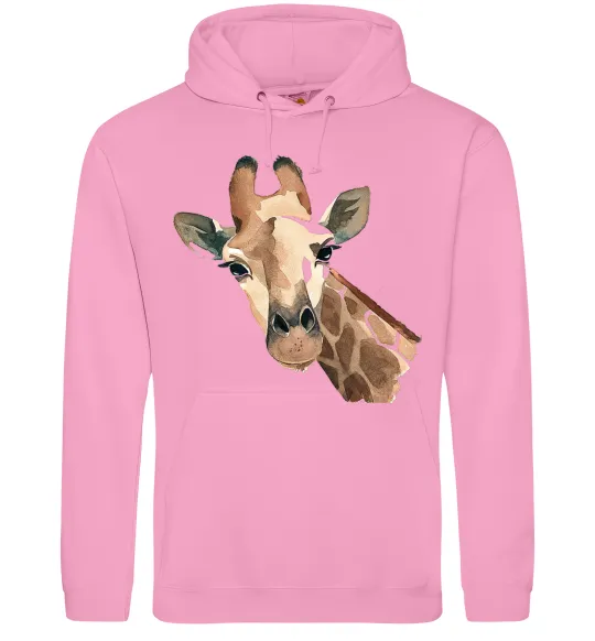 Чоловіча толстовка (худі) Жираф акварель Рожевий фото