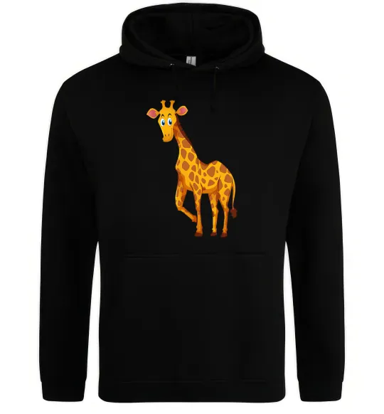 Мужская толстовка (худи) Жираф посміхається Черный фото