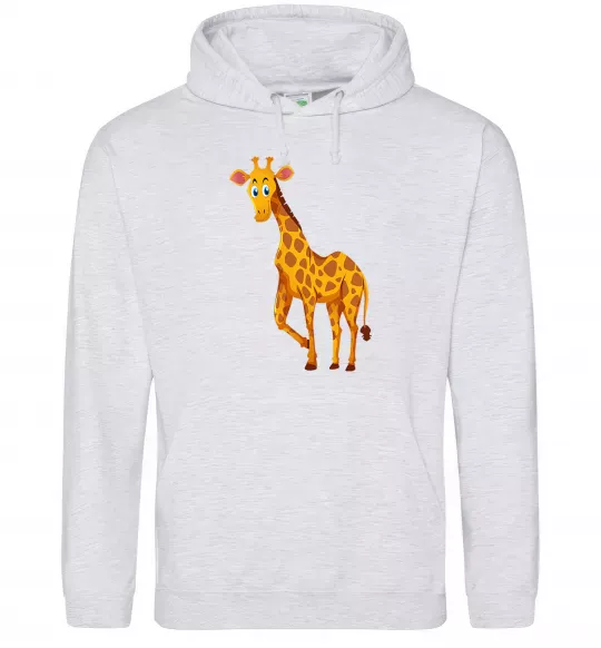 Мужская толстовка (худи) Жираф посміхається Серый меланж фото