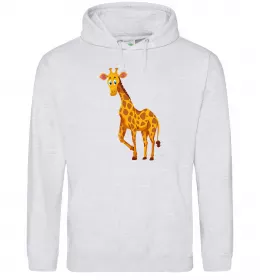 Мужская толстовка (худи) Маленька жирафа Серый меланж фото