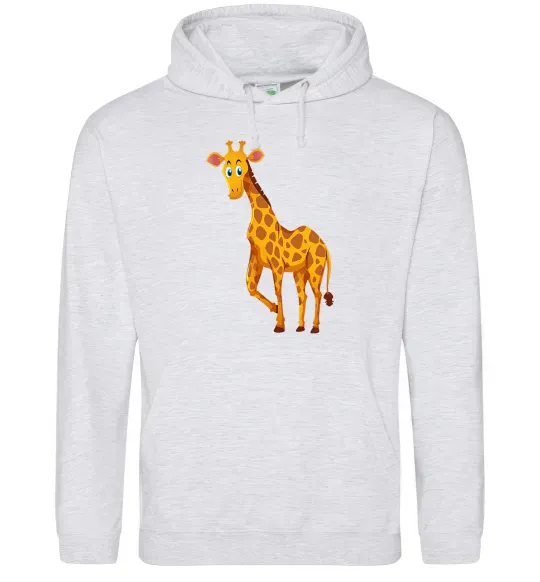Женская толстовка (худи) Жираф посміхається Серый меланж фото