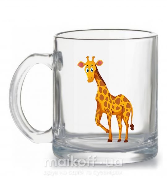 Чашка скляна Жираф улыбается Прозорий фото