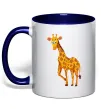 Чашка с цветной ручкой Жираф посміхається Глубокий темно-синий Чашка с цветной ручкой Жираф посміхається Глубокий темно-синий фото