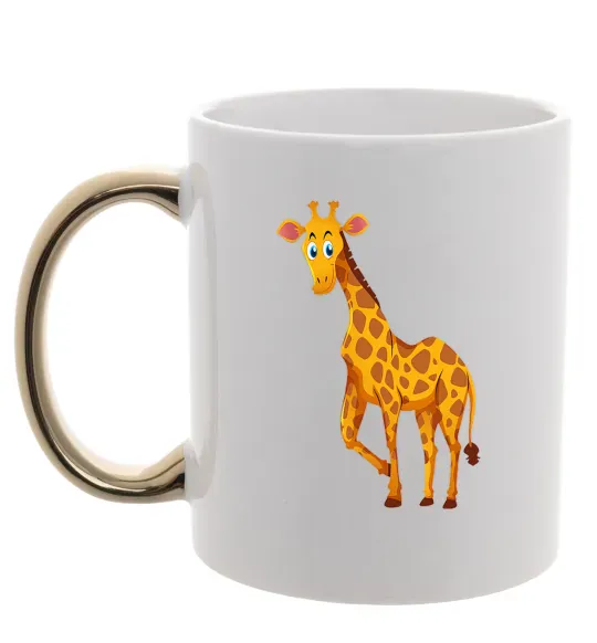 Чашка с цветной ручкой Жираф посміхається Золото фото