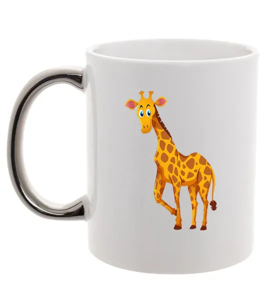 Чашка с цветной ручкой Жираф посміхається Серебро фото