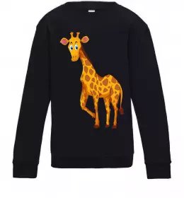Детский Свитшот Жираф завис Черный фото