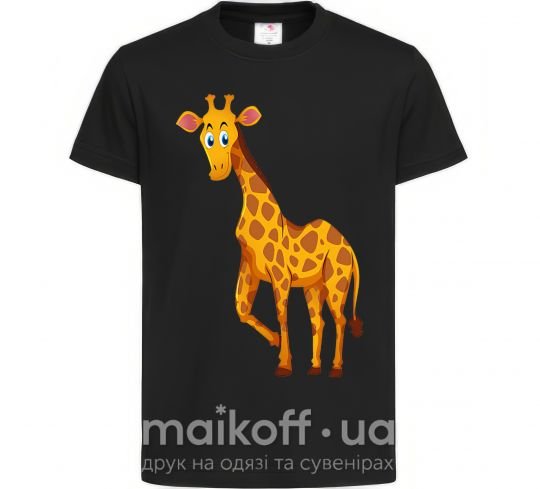 Детская футболка Жираф улыбается Черный фото