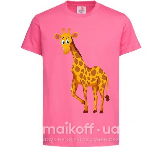 Дитяча футболка Жираф улыбается Яскраво-рожевий фото