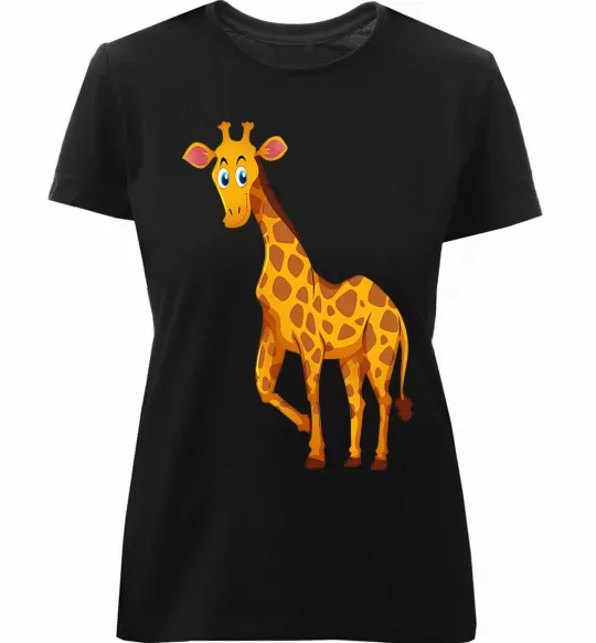 Жіноча преміум футболка Жираф посміхається Чорний фото