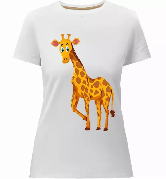 Жіноча преміум футболка Жираф посміхається Білий фото