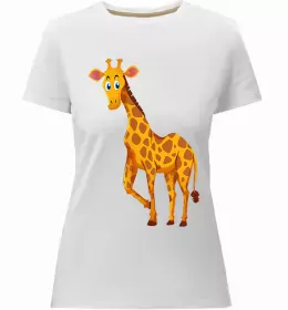 Женская премиум футболка Жираф акварель Белый фото