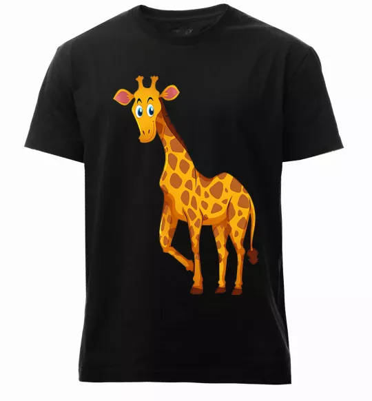 Чоловіча преміум футболка Жираф посміхається Чорний фото