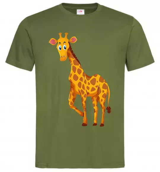 Мужская футболка Жираф посміхається Оливковый фото
