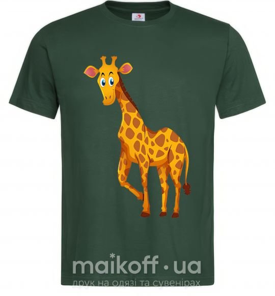 Мужская футболка Жираф улыбается Темно-зеленый фото