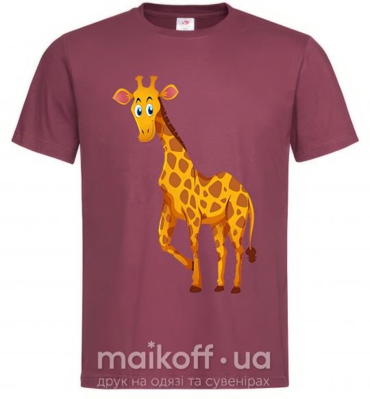 Мужская футболка Жираф улыбается Бордовый фото