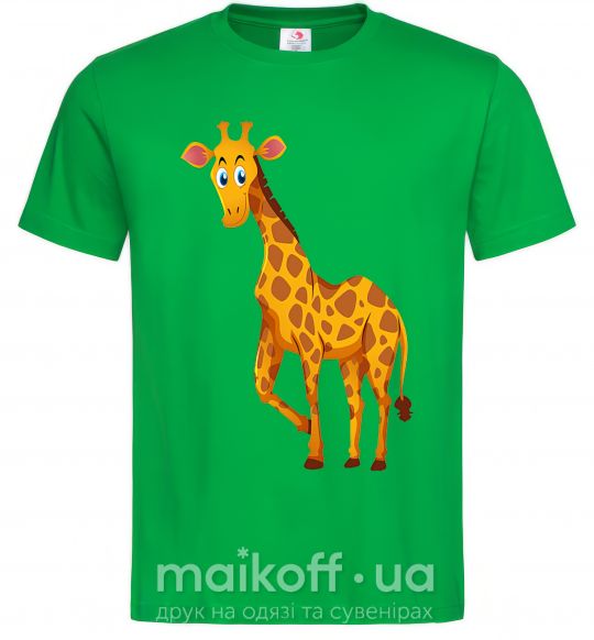Мужская футболка Жираф улыбается Зеленый фото