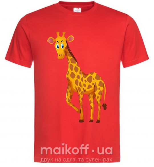 Мужская футболка Жираф улыбается Красный фото