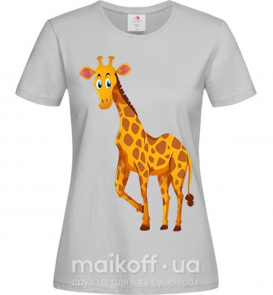 Жіноча футболка Жираф улыбается Сірий фото