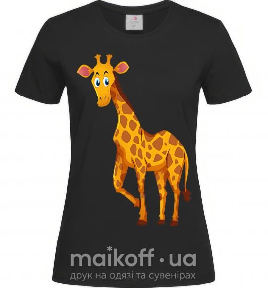 Жіноча футболка Жираф улыбается Чорний фото