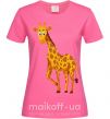 Жіноча футболка Жираф улыбается Яскраво-рожевий фото