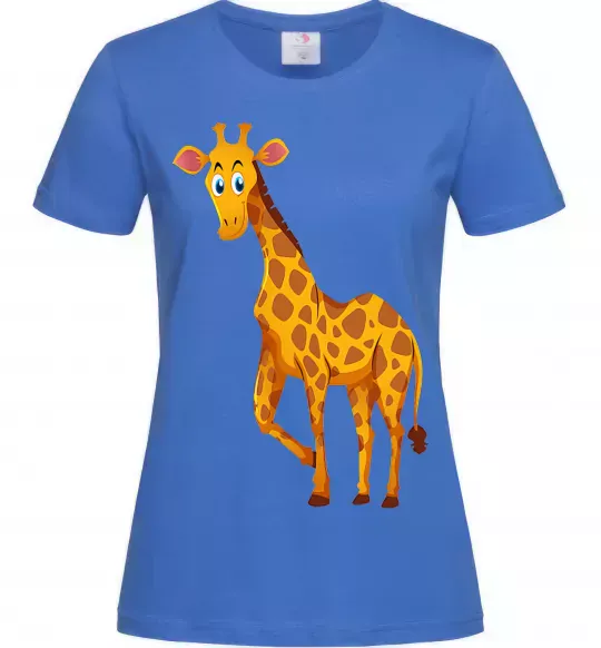 Жіноча футболка Жираф посміхається Яскраво-синій фото