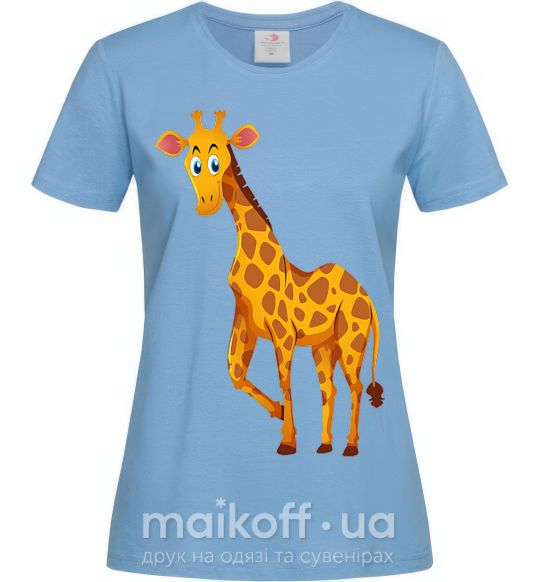 Женская футболка Жираф улыбается Голубой фото