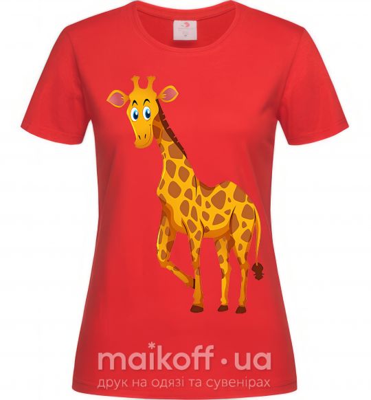 Женская футболка Жираф улыбается Красный фото