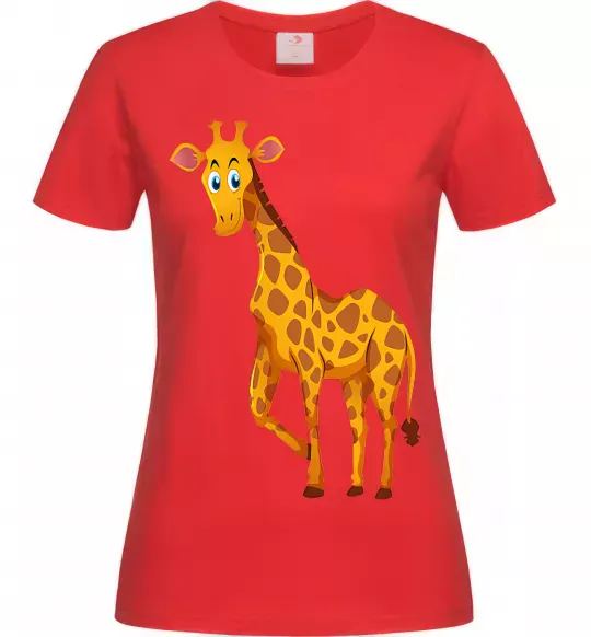 Жіноча футболка Жираф посміхається Червоний фото