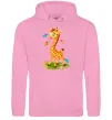 Женская толстовка (худи) Жирафа з метеликами Розовый фото