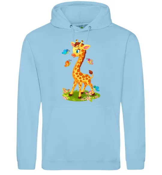 Женская толстовка (худи) Жирафа з метеликами Голубой фото