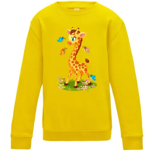 Детский Свитшот Жирафа з метеликами Солнечно желтый фото