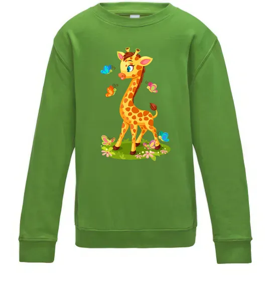 Детский Свитшот Жирафа з метеликами Лаймовый фото