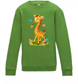 Детский Свитшот Жираф завис Черный фото