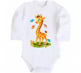 Детский боди Жираф акварель Белый фото Детский боди Жираф акварель Белый фото