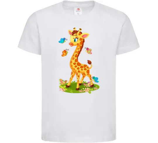 Детская футболка Жирафа з метеликами Белый фото