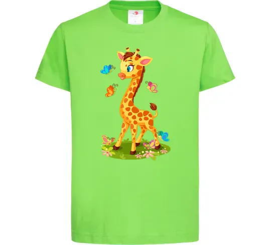 Детская футболка Жирафа з метеликами Лаймовый фото