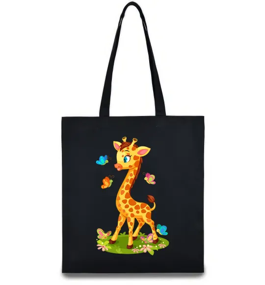 Еко-сумка Жирафа з метеликами Чорний фото